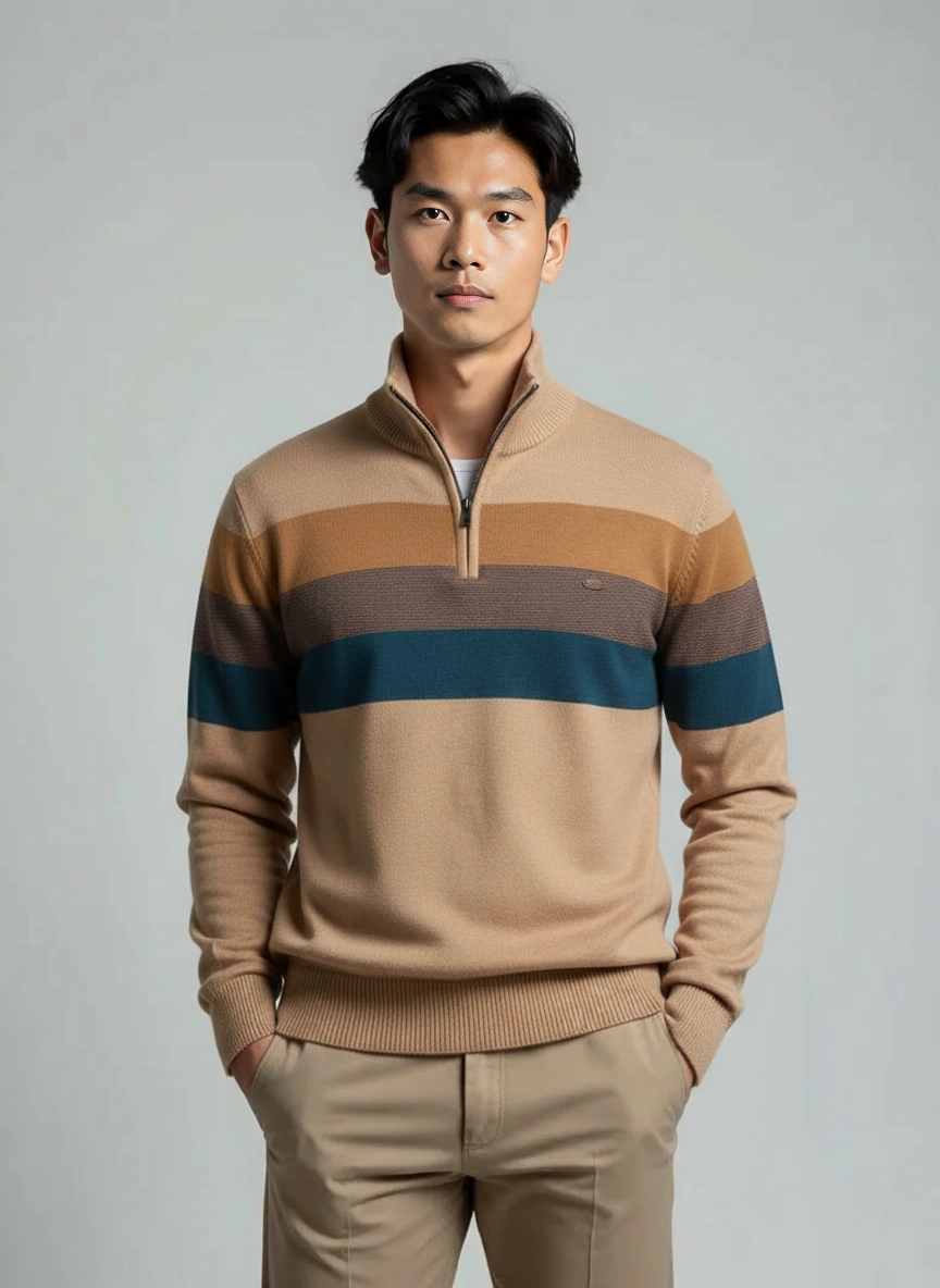 Men's Cotton Patchwork Knit Sweater