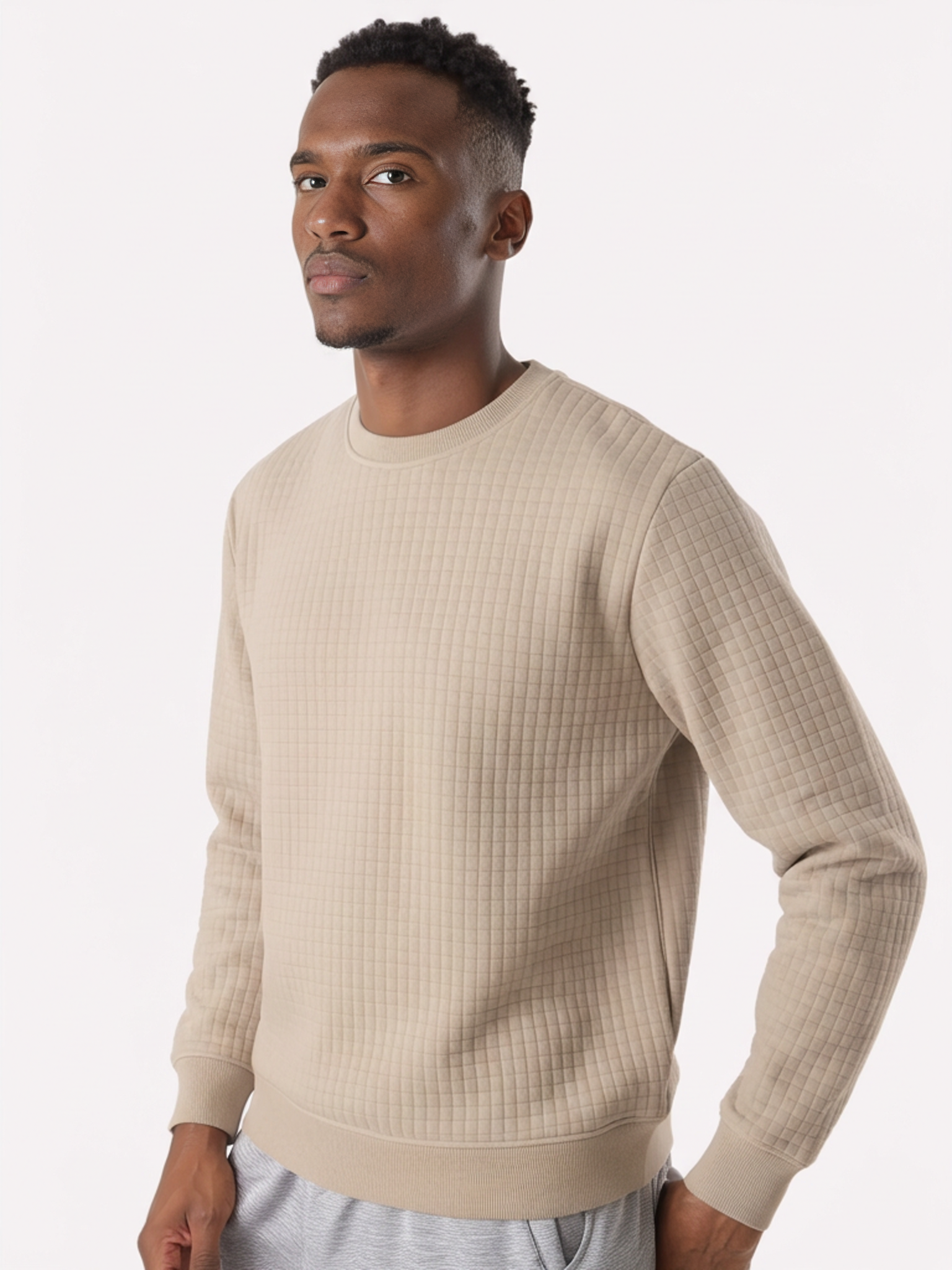 Men's Plaid Knit Pullover Sweatshirt