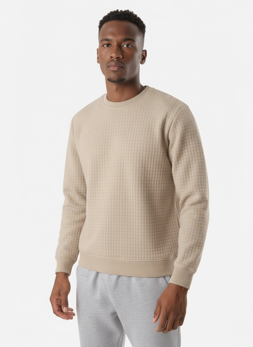Men's Plaid Knit Pullover Sweatshirt