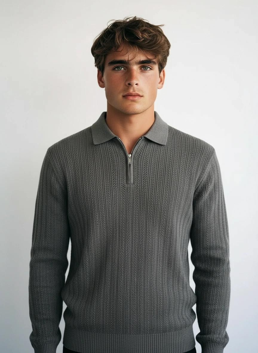 Men's Striped Polo Shirt Polyester