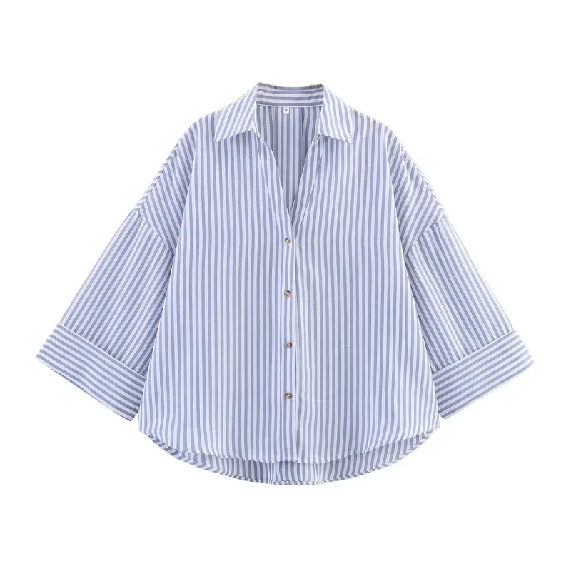 Women's Striped Loose Fit Casual Shirt