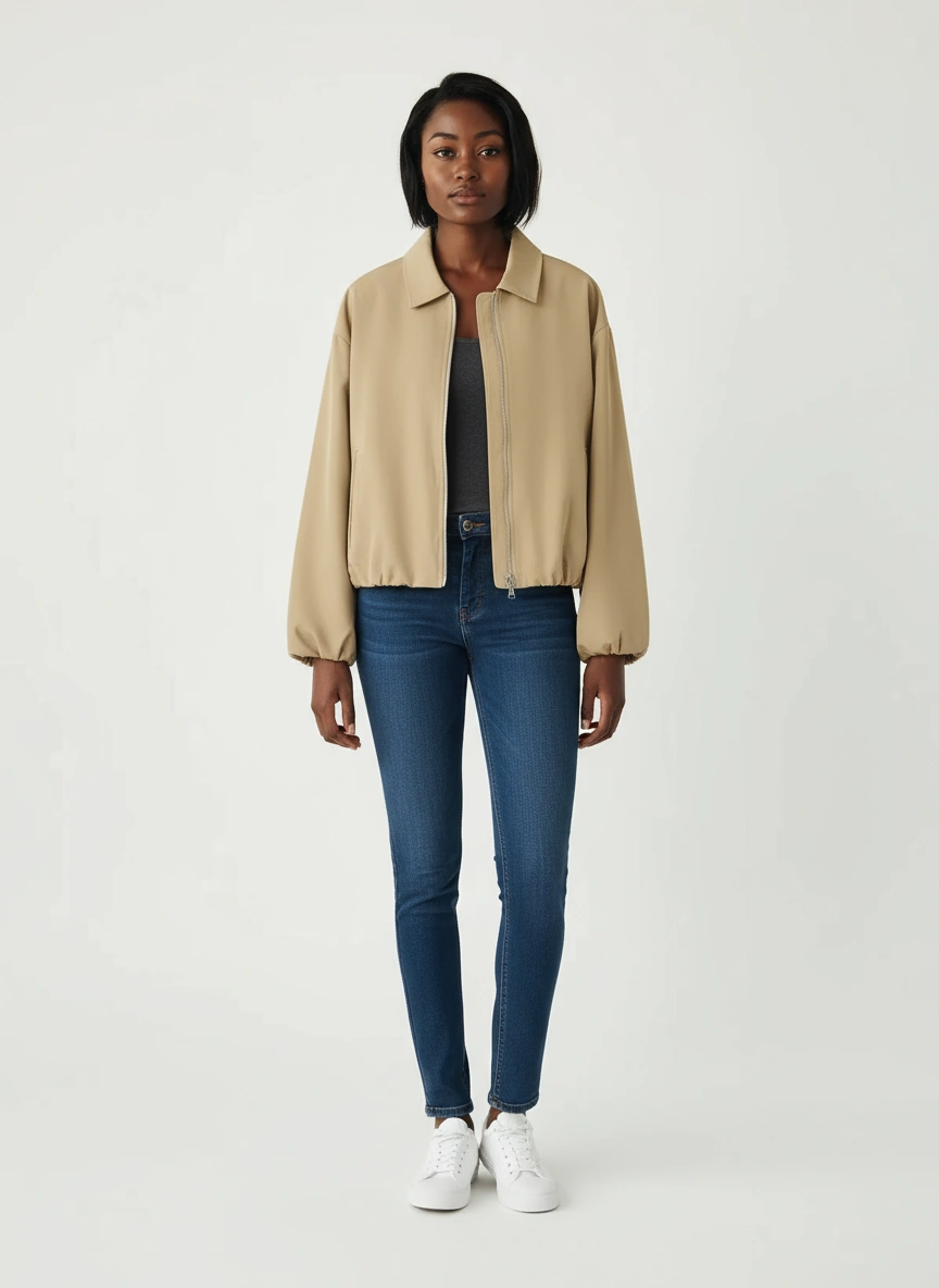 Women's Cropped Zip Jacket Polyester