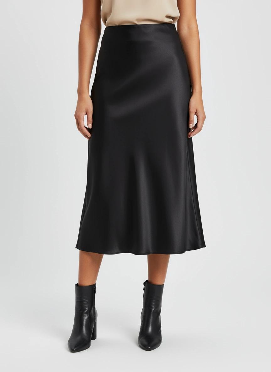 Women's Midi Satin Empire Skirt