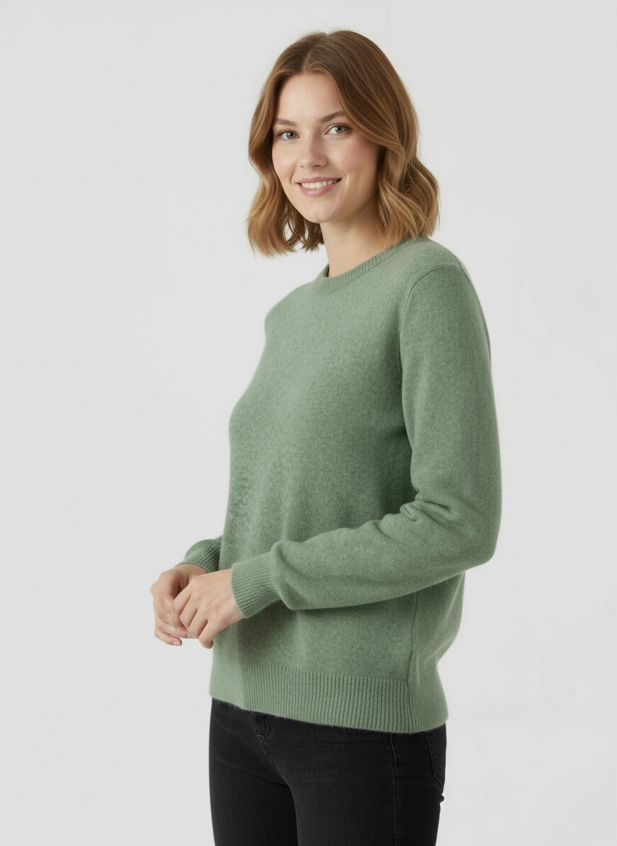 Women's Wool Knit O-Neck Sweater